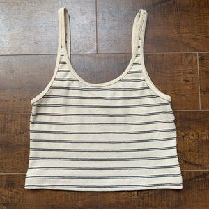 TAN/BLACK STRIPED CROP TOP